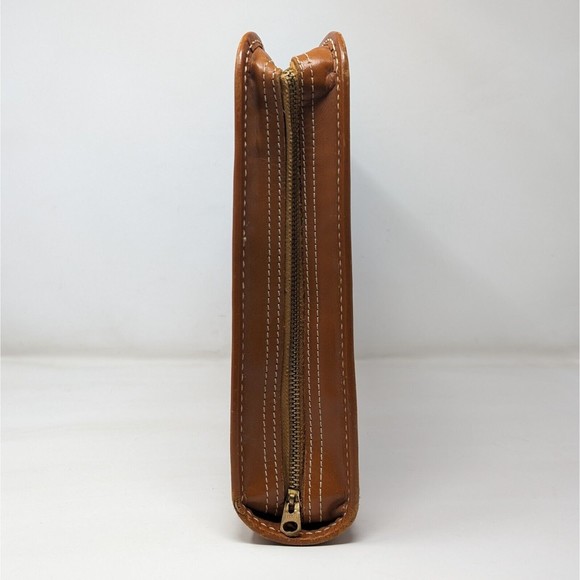 Vintage Hugo Bosca Built Cowhide Zip Briefcase Attaché Case Brown Leather 16x11 - Picture 4 of 16